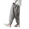 Cotton and linen elastic waist large size Harlan pants retro bloomers Hong Kong style wide leg wide leg leggings