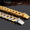 Polished Stainless Steel On Hand Accessories 20MM Wide Iron Men's Bracelet for Man Waterproof Gold Color Men‘s Jewelry Male Him
