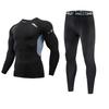 Herren Fleece Thermounterwäsche Set Sport Outdoor Skifahren Basisschicht Fitness Schnelltrocknend Rundhals Lange Unterhosen