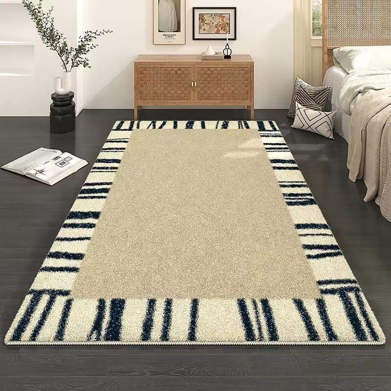Washable Cream Wabi-Sabi Living Room Floor Mat - Irregular Style