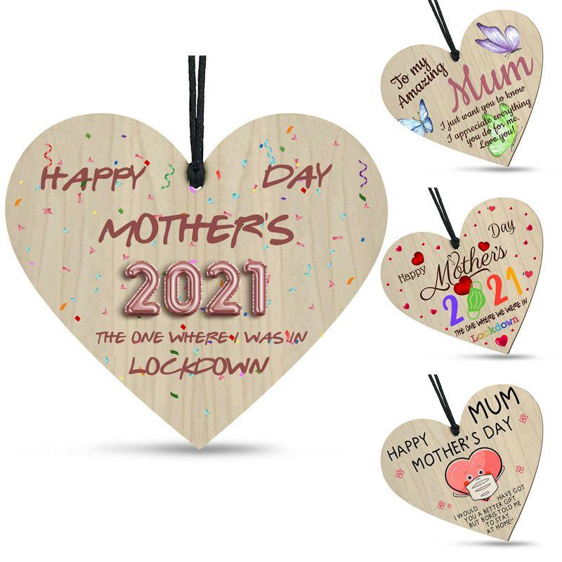 Colorful Heart Shaped Wooden Plaque Keepsake For Moms Special Lockdown 2021