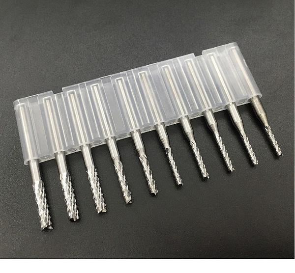 KLOT 10pcs Solid Carbide Fish Tail End Mill 0.6mm-3.175mm PCB Diamond Cut Bits