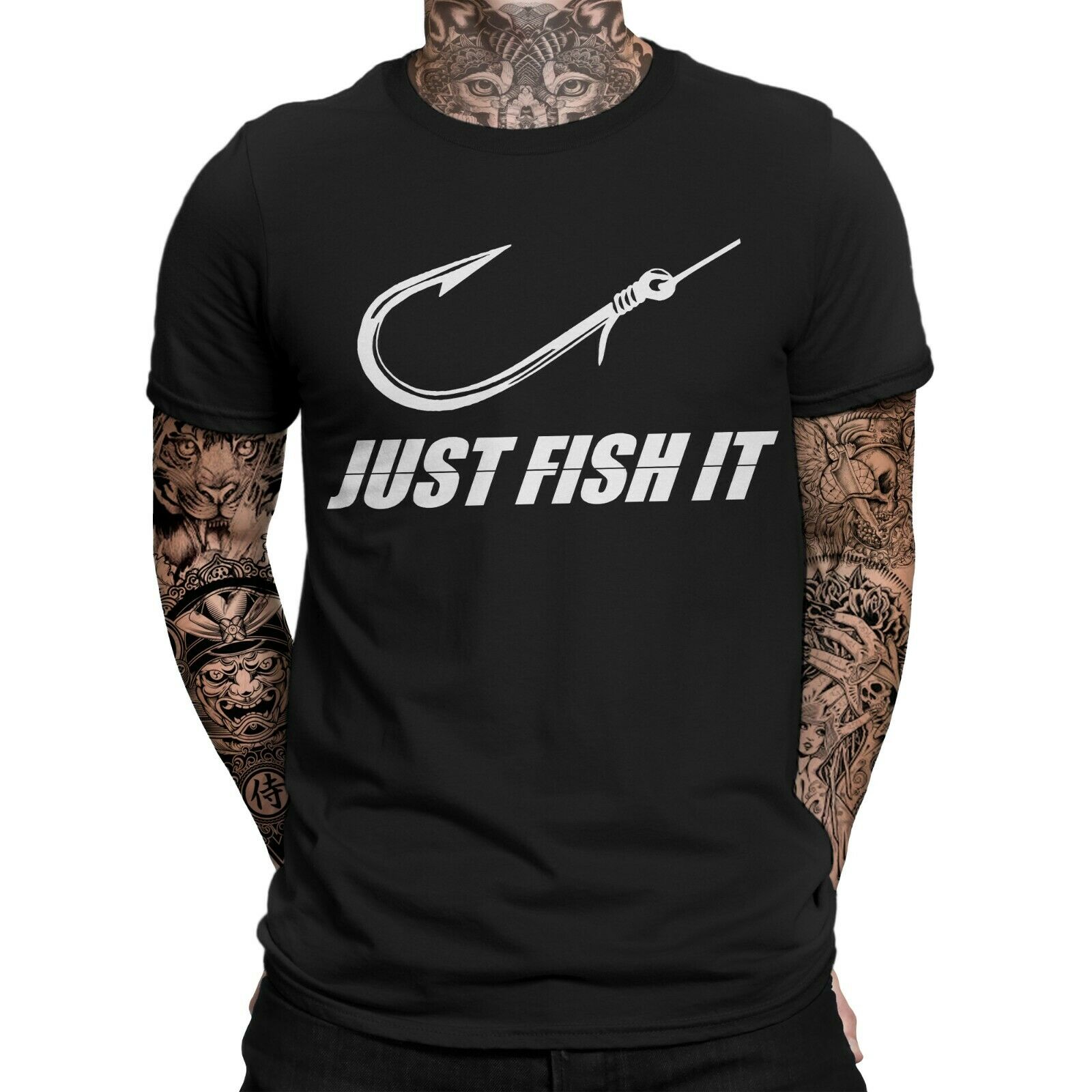 Just Fish It Mens TShirt Proverbs Funny Fun Shirt Angler Gift Mens 100 Cotton Casual Tshirts Loose Top Size S3XL S