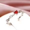 925 Silve Plated 18K Gold Zircon Red Love Heart Rings for Women Party Wedding High Quality Vintage Fine Jewelry