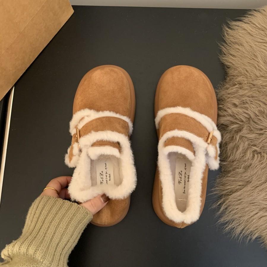 Keep Your Own Version! Thick-soled Brown Velvet Boken Shoes Spring and Summer Snow Shoes Snow Boots Cotton Shoes Women's Shoes Wear Fluffy S