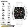 Sanda Dual Display Waterproof Barrel-Shaped Electronic Watch with Alarm for Students and Parties