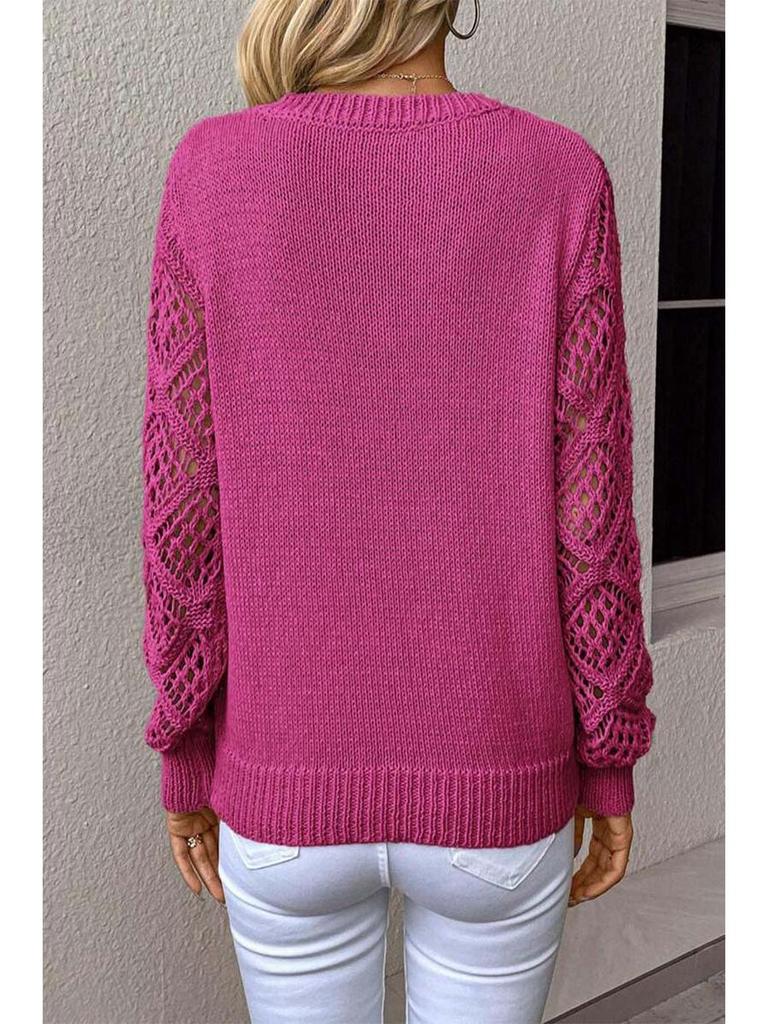 Spring/Autumn Women's Long Sleeve Hollow Knitted Pullover Sweater