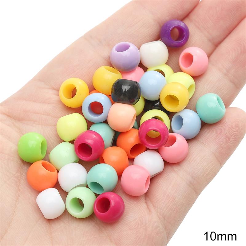 

10-200 шт./пакет Акриловые бусины цвета мороженого с большими отверстиями для браслетов, ожерелий, сережек, ювелирных изделий, аксессуаров 10mm 100pcs/bag