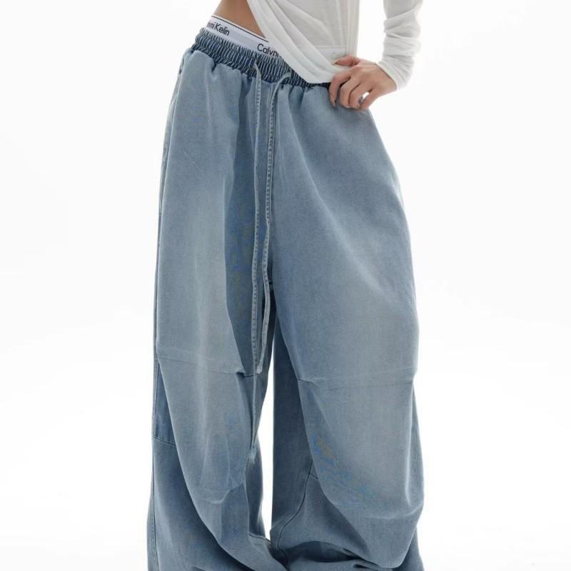 Unisex Relaxed Straight Leg Denim Pants Teens Cotton Blend Casual Wide Jeans
