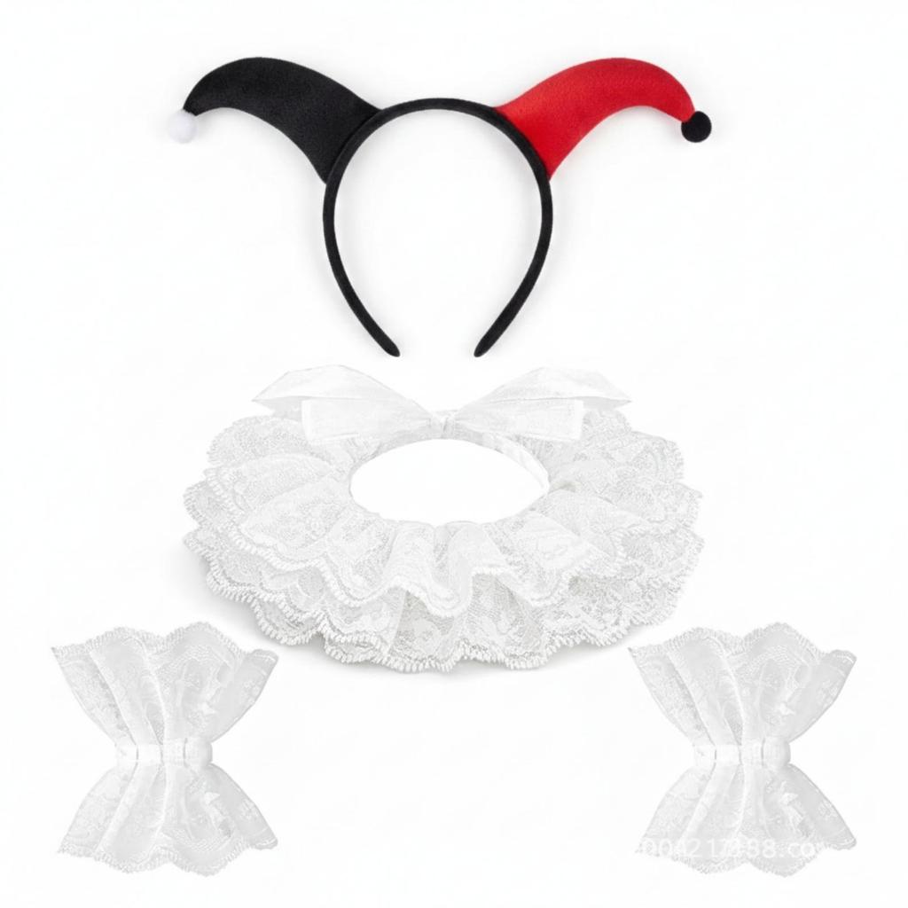 Set Coordinato Cerchietto, Collo da Clown, Polsini con Volant Vintage per Artisti