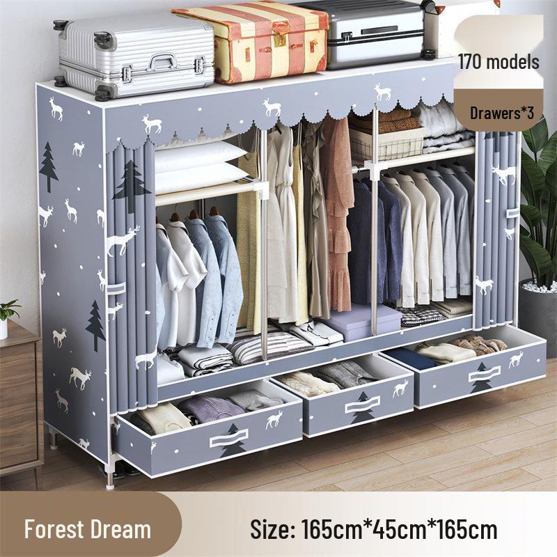 Wardrobe with Dustproof Drawers - Ideal for Rental Rooms