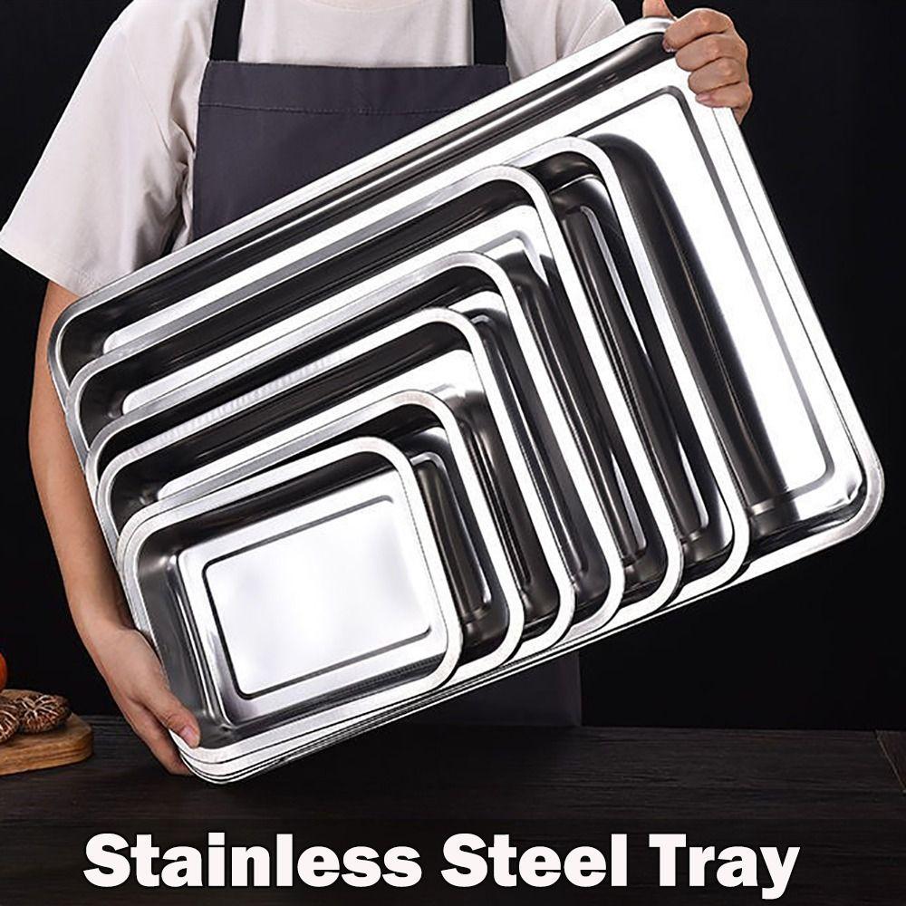 Rectangle Stainless Steel Tea Tray For Home Office Teahouse Restaurant Japanese Style Serving Platter Kitchen Bar
