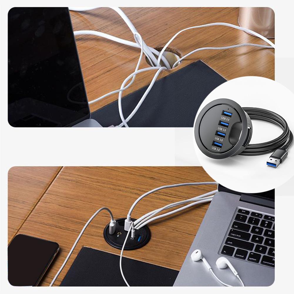 1.2m 4 Port Desk Grommet Hub 5Gbps Data Transfer Speed Compatible With PC Laptops Efficient Cable Organization