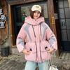 Color Matching Down Cotton Clothes Women's Medium and Long 2025 New Hooded Waist Winter Fashion Loose Thickened Warm Jacket