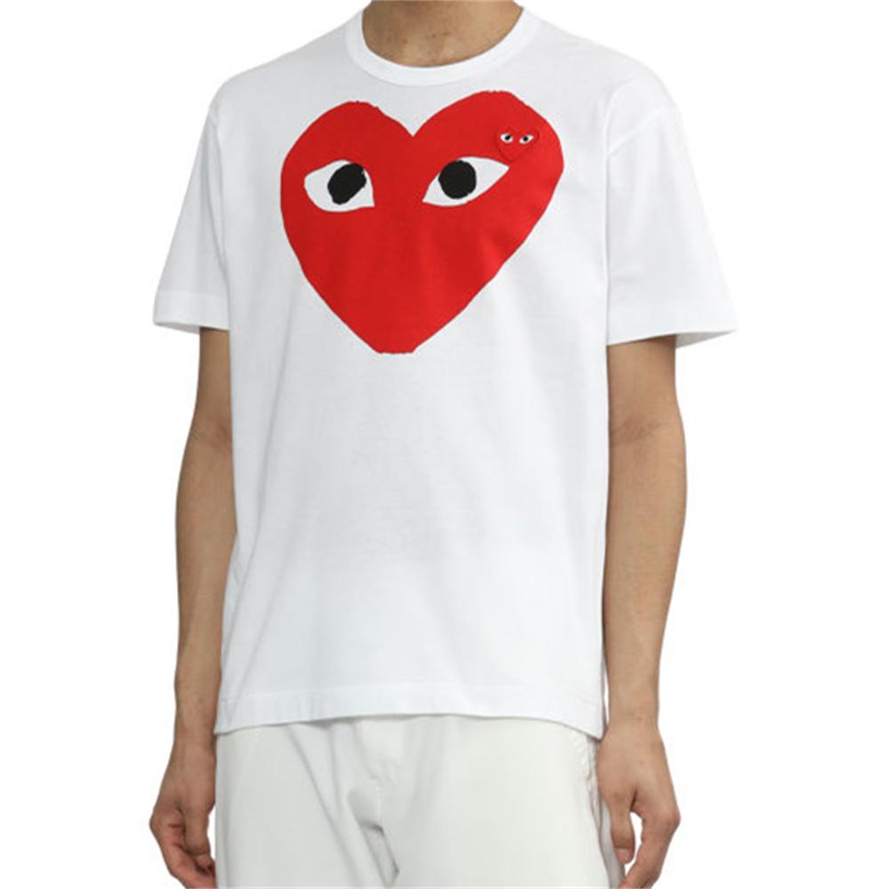 CDG play T-Shirts Unisex White Crew Neck Moderate AX-T026-051-WHITE