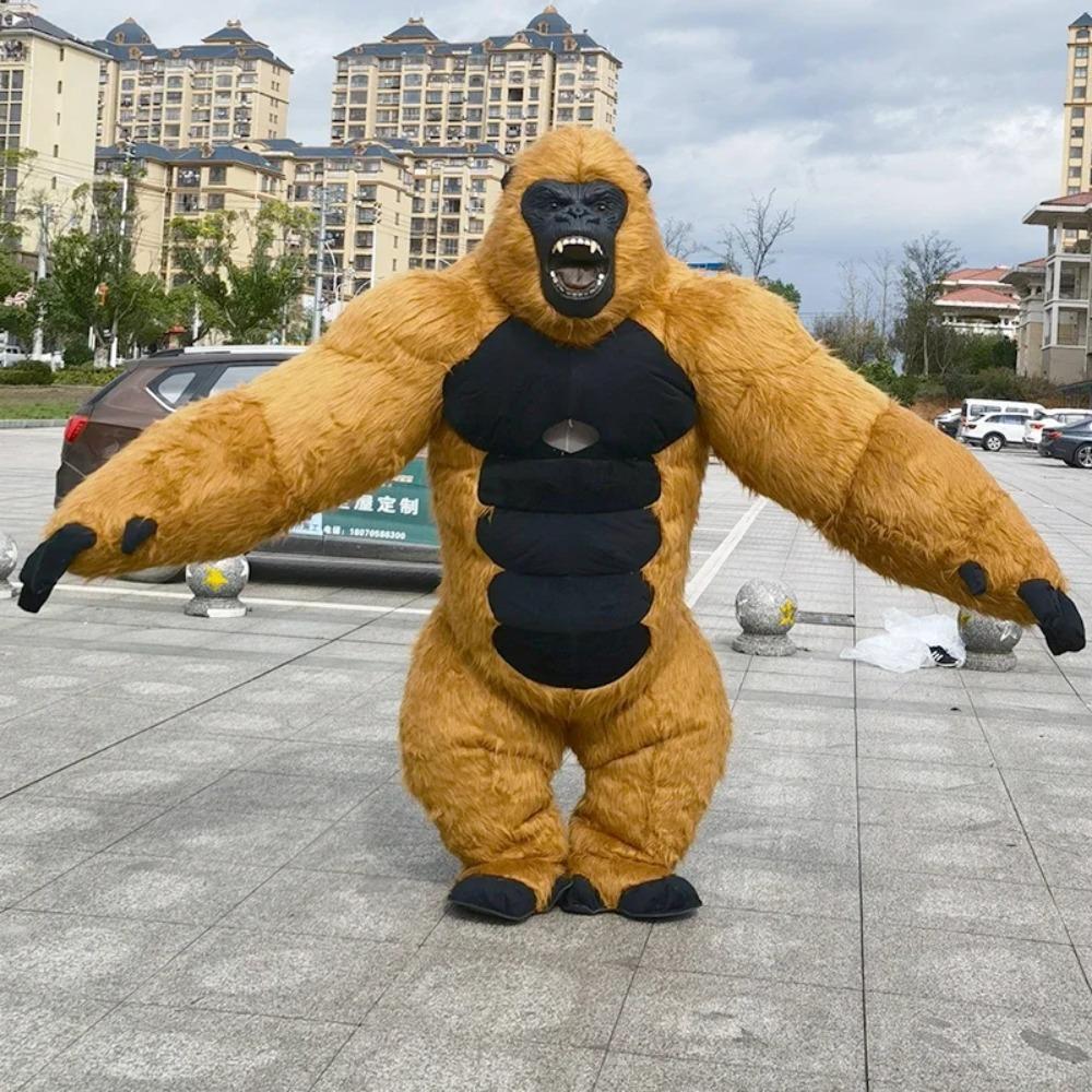 Krāsains milzu piepūšams gorillas maskota kostīms