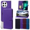 PU Leather Flip Wallet Phone Case for TECNO SPARK 30 Pro Litchi Texture Card Holder Kickstand Wrist Strap Protective Cover