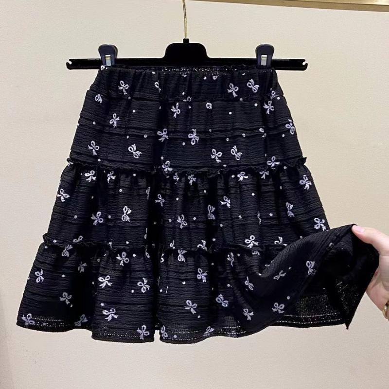 Women's Casual Elastic Waist Short Floral Skirts Solid Streetwear A Line Mini Skirt