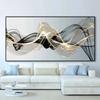 Modern Nordic Abstract Ink Wall Art Canvas Painting Gold and Black Versatile Ribbon Posters Prints Picture for Living Room Decor