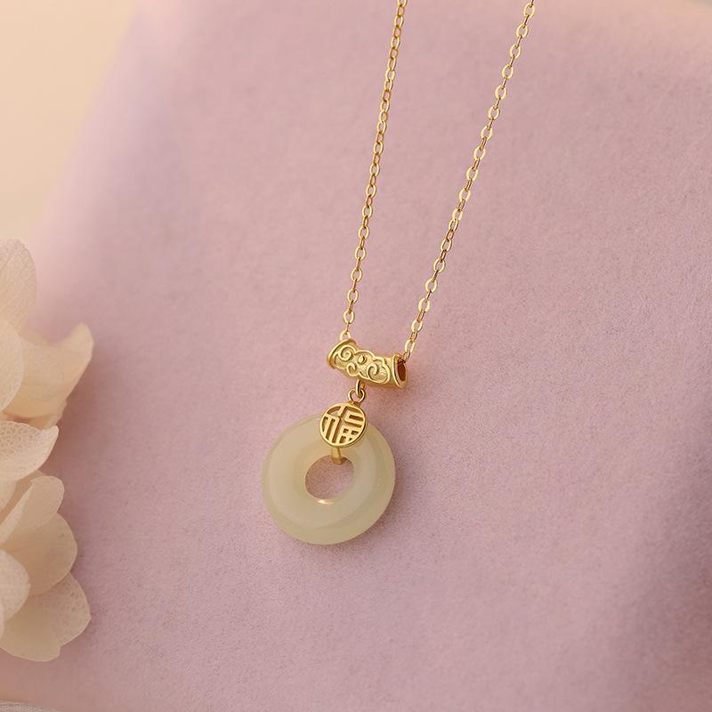 

Ожерелье с пряжкой из нефрита Хотан, простое, новое, в китайском стиле, подарок Гофэн, цепочка для ошейника для девушки