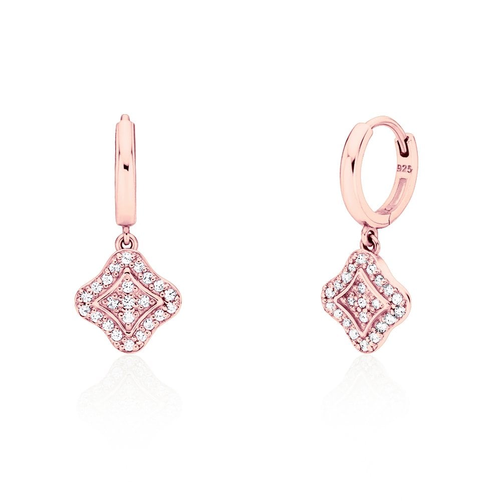 Silver 925 clover pave earrings