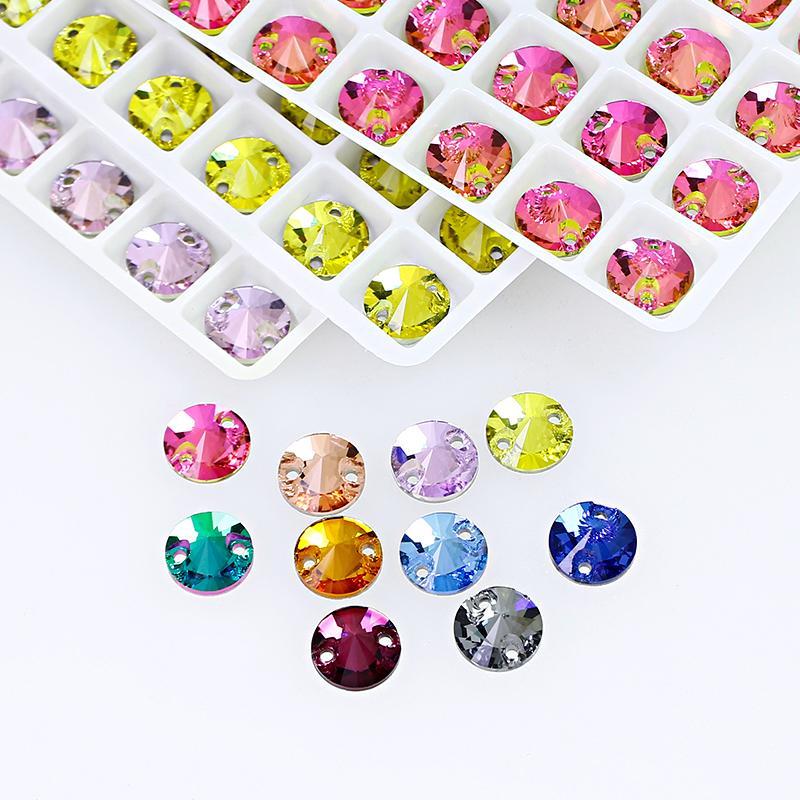 Dongzhou Crystals Rivoli Shaped Flatback Sew On Rhinestones Non Hotfix Crystal Beads Garment Shoes Sewing Accessories