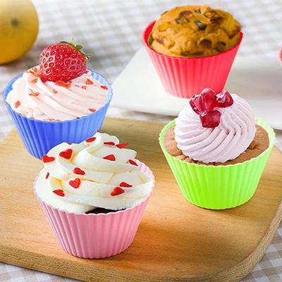 Lot de 12 petits moules à gâteaux circulaires en silicone résistant aux hautes températures, pour pudding, gelée, friteuse à air, pâtisserie, cuisine