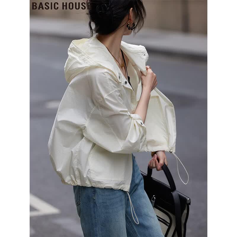 Basic House Women s Hooded Sun Protection Utility Jacket One Size