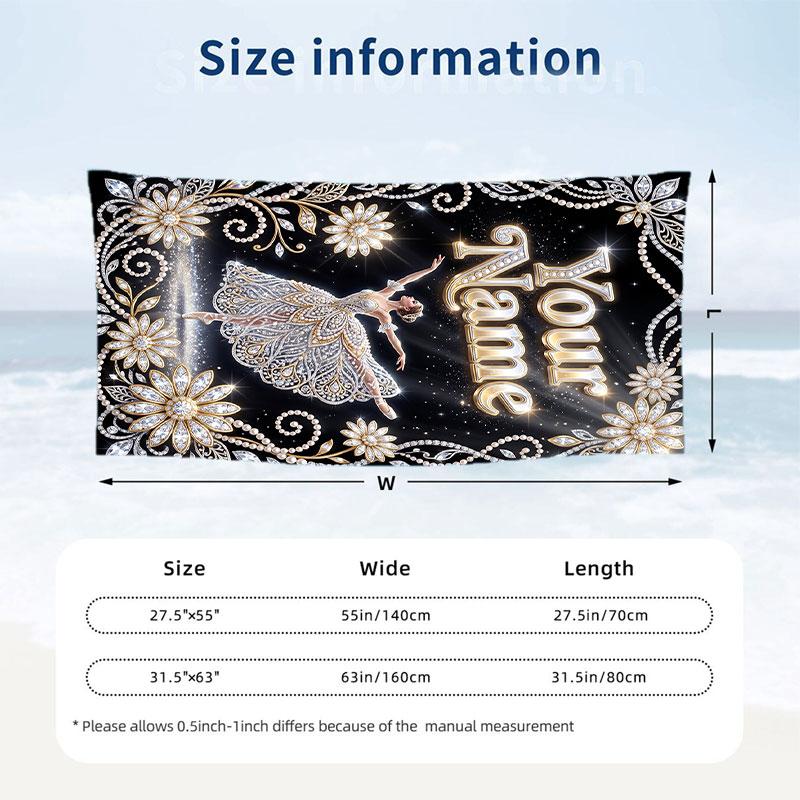 Fantasy Magic Theme Beach Towel Personalized Custom Name & Text Soft Quick Dry Beach Towel for Swimming Travel
