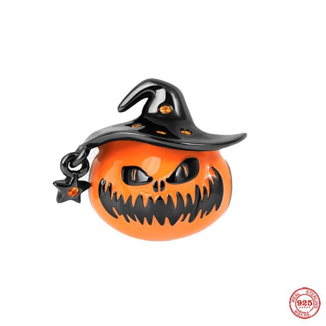 

Новая Европа Стерлингового Серебра 925 пробы Шарм Подходит Оригинальный Модный Браслет DIY Женский Подвеска Хэллоуин Голова Тыквы Автомобильные Аксессуары