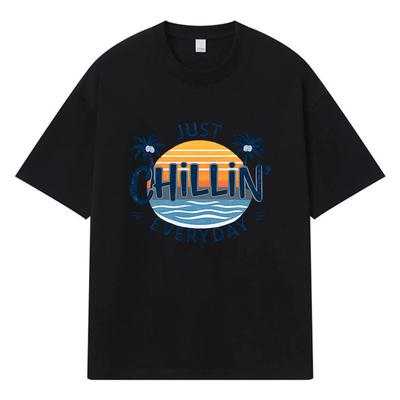 2026 Printed Graphic Just Chillin Everyday Y2k Harajuku Streetwear 100% Cotton T Shirt Casual Oversized Summer Men T-shirt