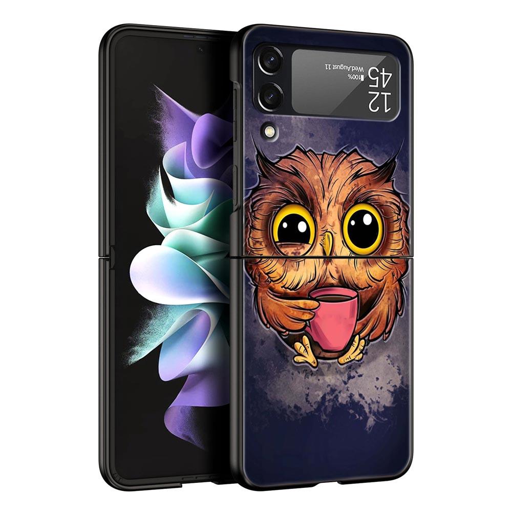 

Чехол для телефона Samsung Galaxy Z Flip 3 4 5 складной мобильный чехол жесткий ПК Fundas защитный чехол мультфильм девушка подарки милая сова Samsung Z Flip 3