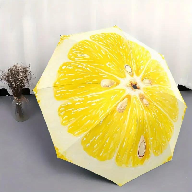 

Automatic Open/Close Lemon Slice Umbrella with 8-Rib Compact Folding Mechanism - Lemon-Shaped Canopy & Citrus Scented ( Fragra