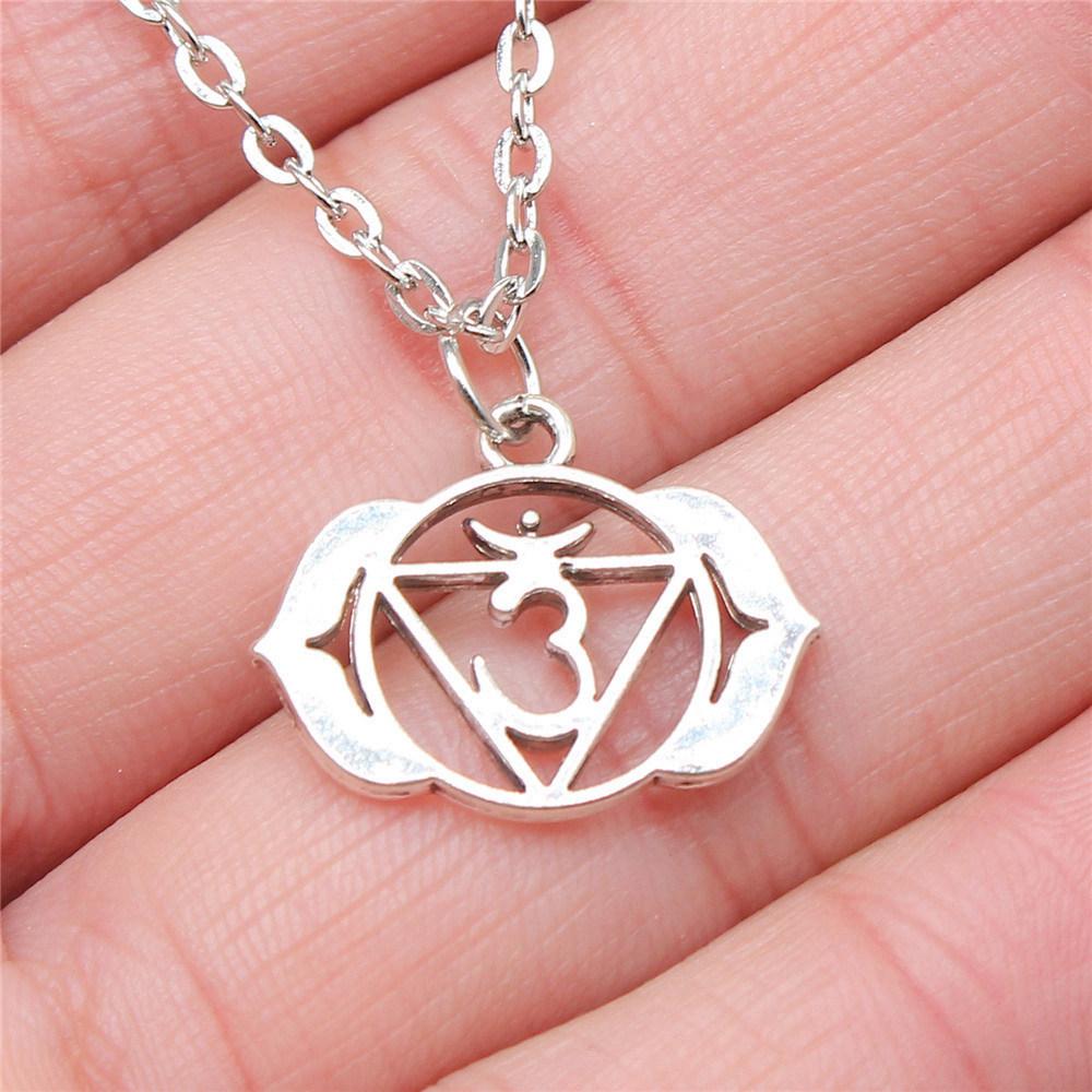 

Om Yoga Meditation Tags Pendant Antique Bronze Metal Choker Necklace for Girls Best Seller A05-1pcs-21x17mm