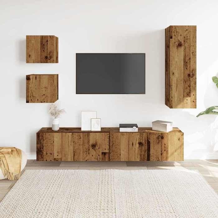 VidaXL Ensemble de meuble TV mural 5 pcs vieux bois bois d'ingénierie 3328997