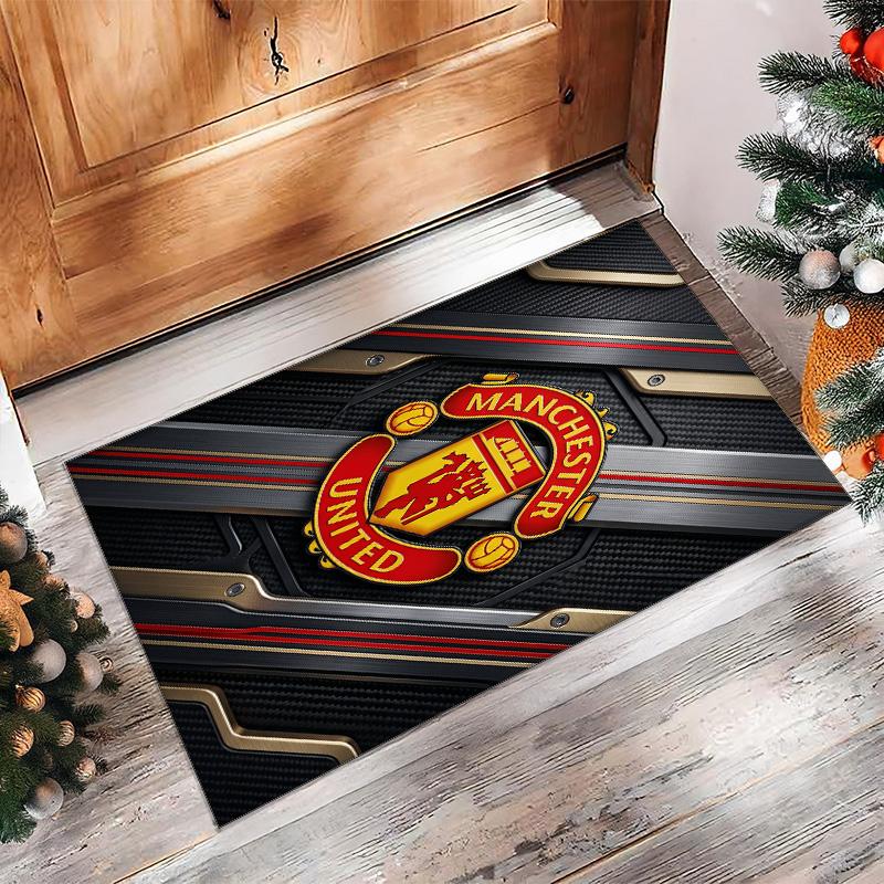 Tappeto in Flanella Stampato Manchester United Antiscivolo Morbido Poliestere Tappeto per Pavimento Tappetino Decorativo per Interni per Camera da Letto Soggiorno Divano