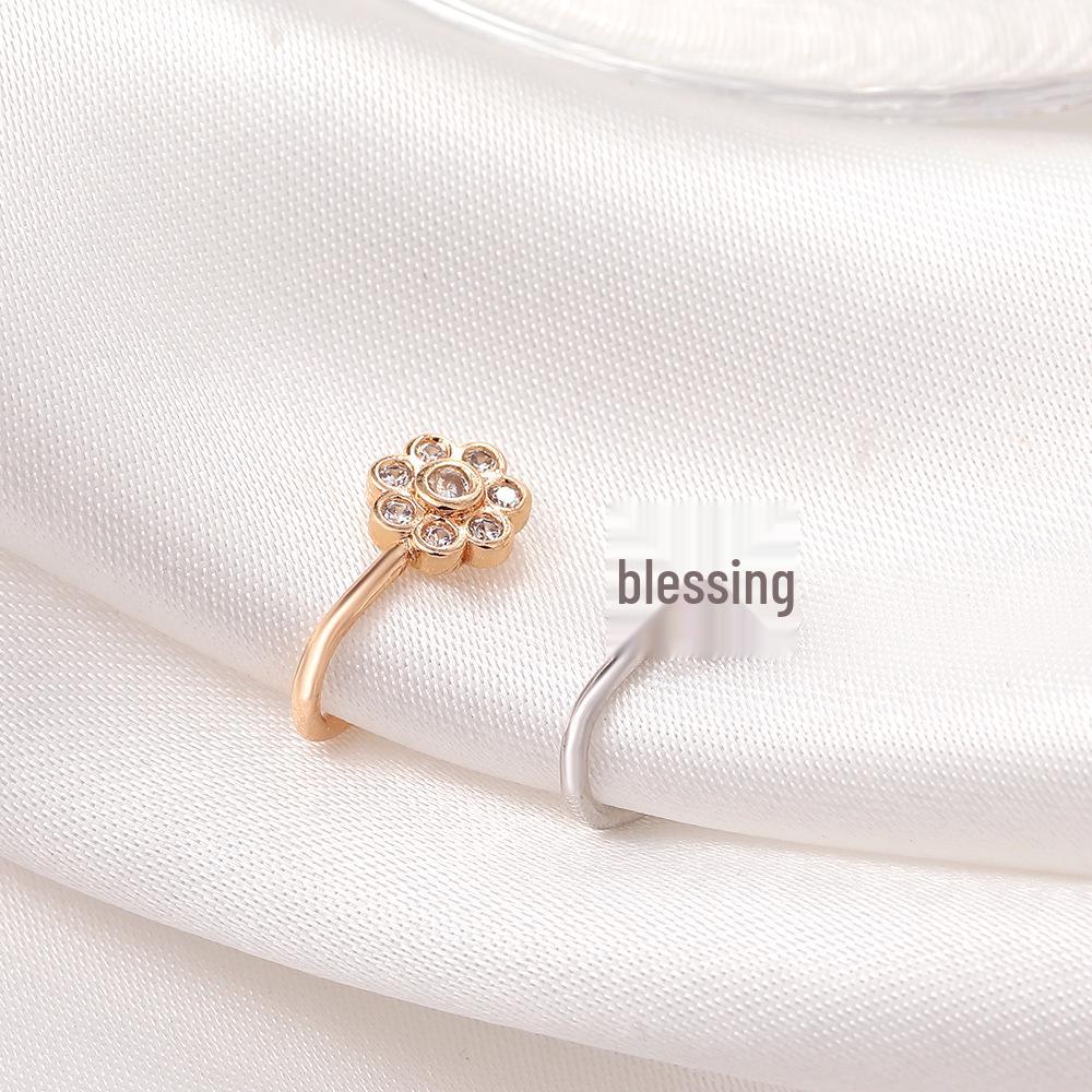 Europäischer & Amerikanischer Trend Zirkon Blume Nicht-Piercing U-förmiger Nasenring Schmuck
