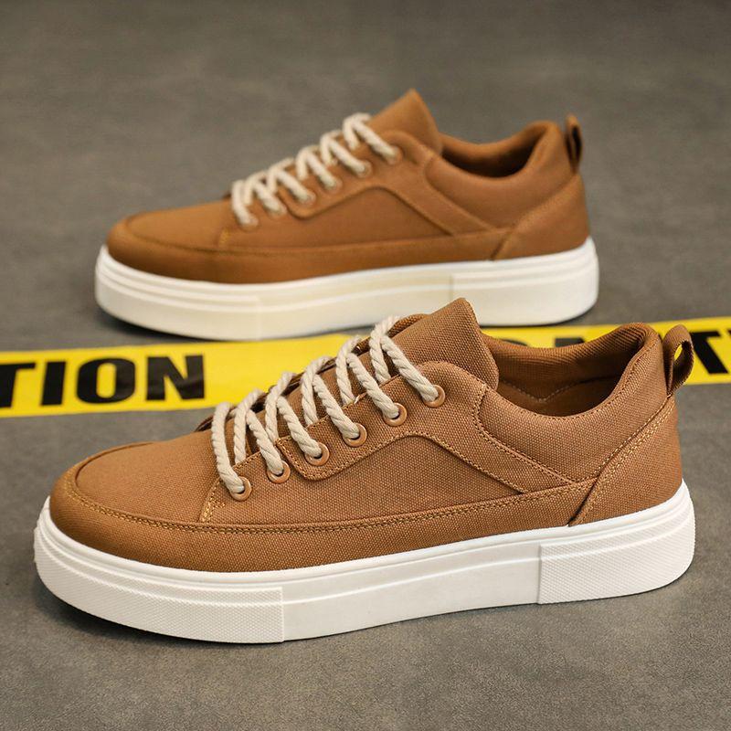 Canvas Men's Shoes Autumn Breathable Niche Design Versatile Casual Board Shoes Men's Inner Height Increase Black Sports Trendy Shoes