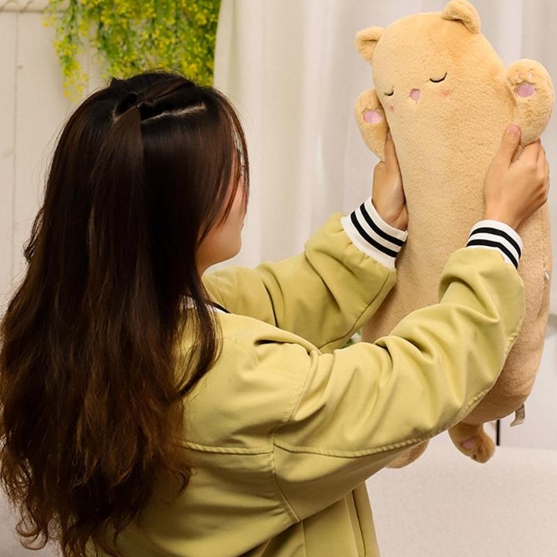 Cute Cat Stuffed Animal Pillow Long and Soft Perfect for Kids Bed or Sofa Decor