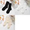 3 Pairs Women Cotton Solid Color Casual Socks Breatable Sports Sox Fashion Middle Tube Socks
