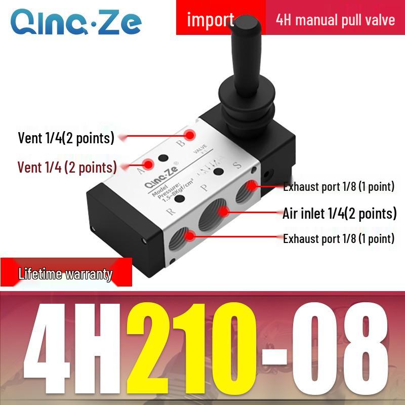 Cylinder Pneumatic Control Switch 4H210-08: Two-Position, Five-Way Reversing Valve with Manual Hand Pull, 4H310-10
