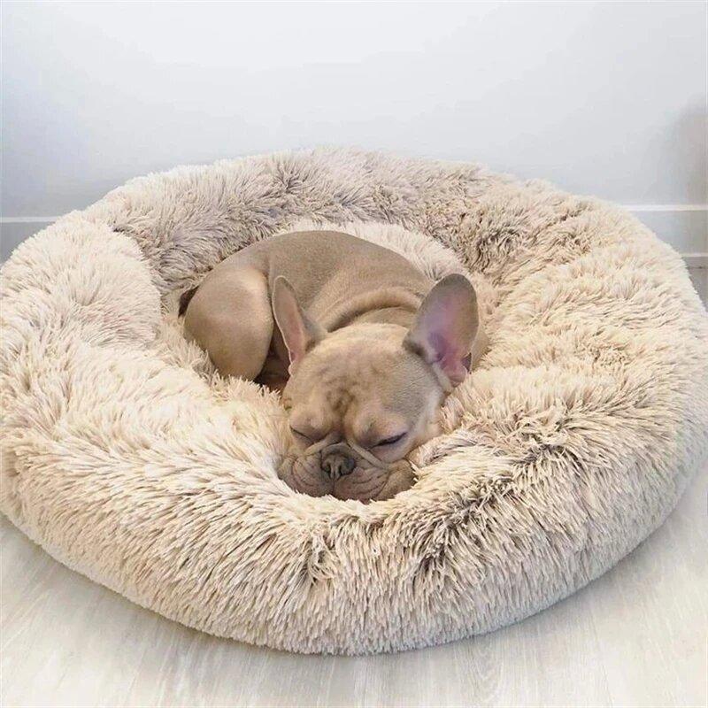 40-90cm Round Pet Bed For Large Dog Bed Super Soft Cat Carpet Bed Long Plush Dog House For Medium Dog House Winter Warm Sleeping