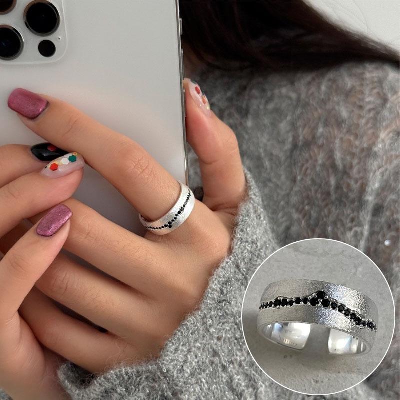 Korean Style S925 Silver-Plated Water Drop Crossover Open Ring – Women's Retro Fashion for Index Finger