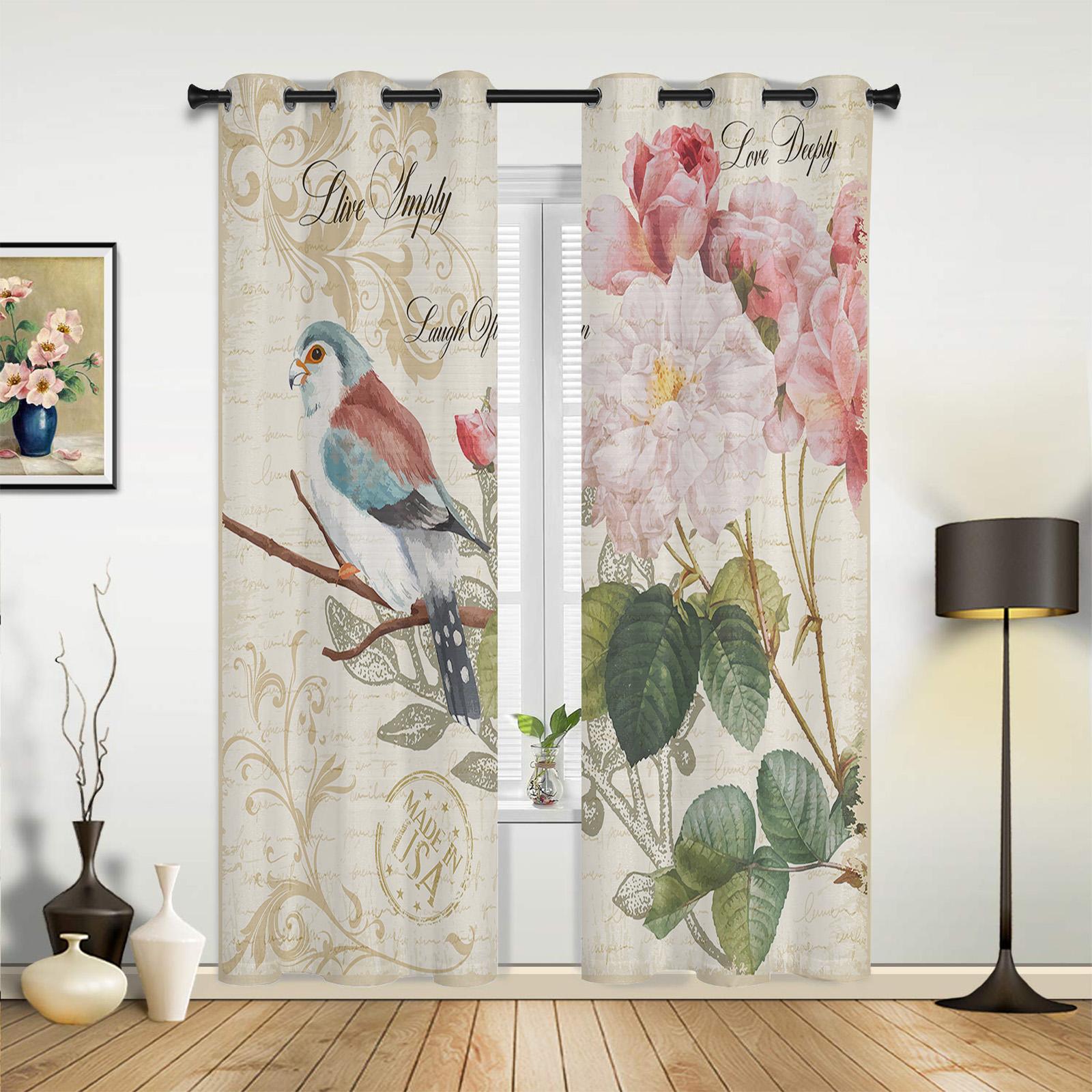 

Цветочные листья Винтажные шторы для спальни Гостиная Шторы Кухня Детская комната Оконные занавески Современный домашний декор 135W x 60H(cm) x1