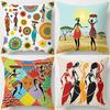 Home Decor African Women's Figures Decorative Pillow Covers Pattern Cushion Cover Suitable for Sofa Bedroom Car Pillow Cover