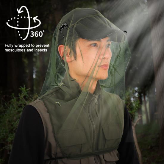 Hat Mesh Net Anti Mosquito Insect Bee Net Head Face Neck Hat Cover Net Summer Fishing Cap Mesh Protect from Mosquitoes for Hunters Hikers Campers