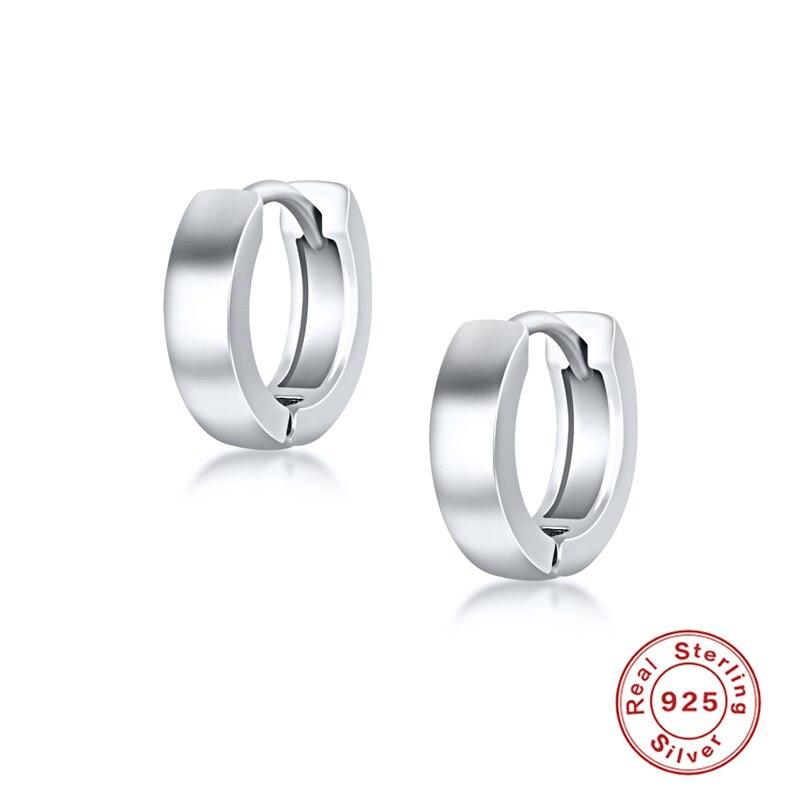 Skutečné stříbrné náušnice 925 pro ženy Minimalistické lesklé kruhové náušnice Kancelářské dámské módní šperky Boucle oreille femme