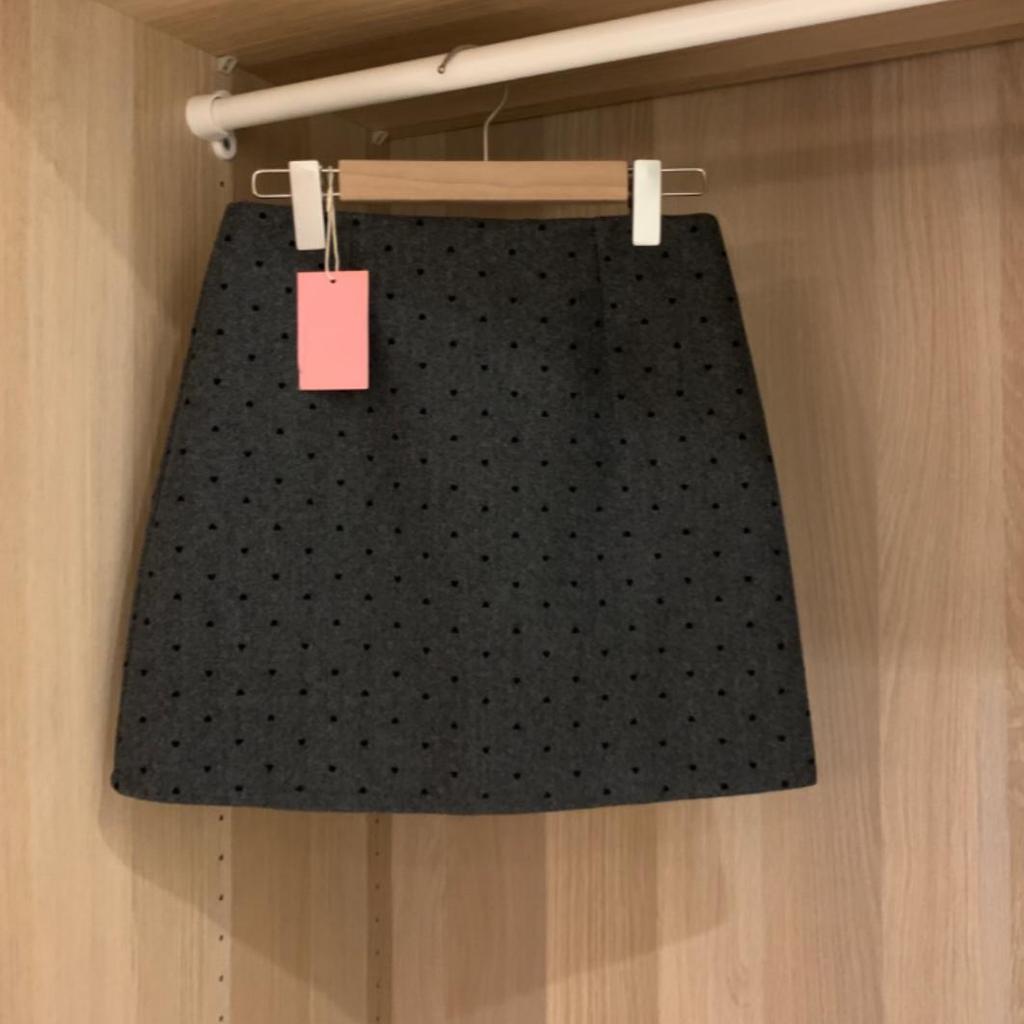 Korean Retro Polka Dot Plus Size Woolen A-line Skirt - High Waist, Slimming, Autumn/Winter.