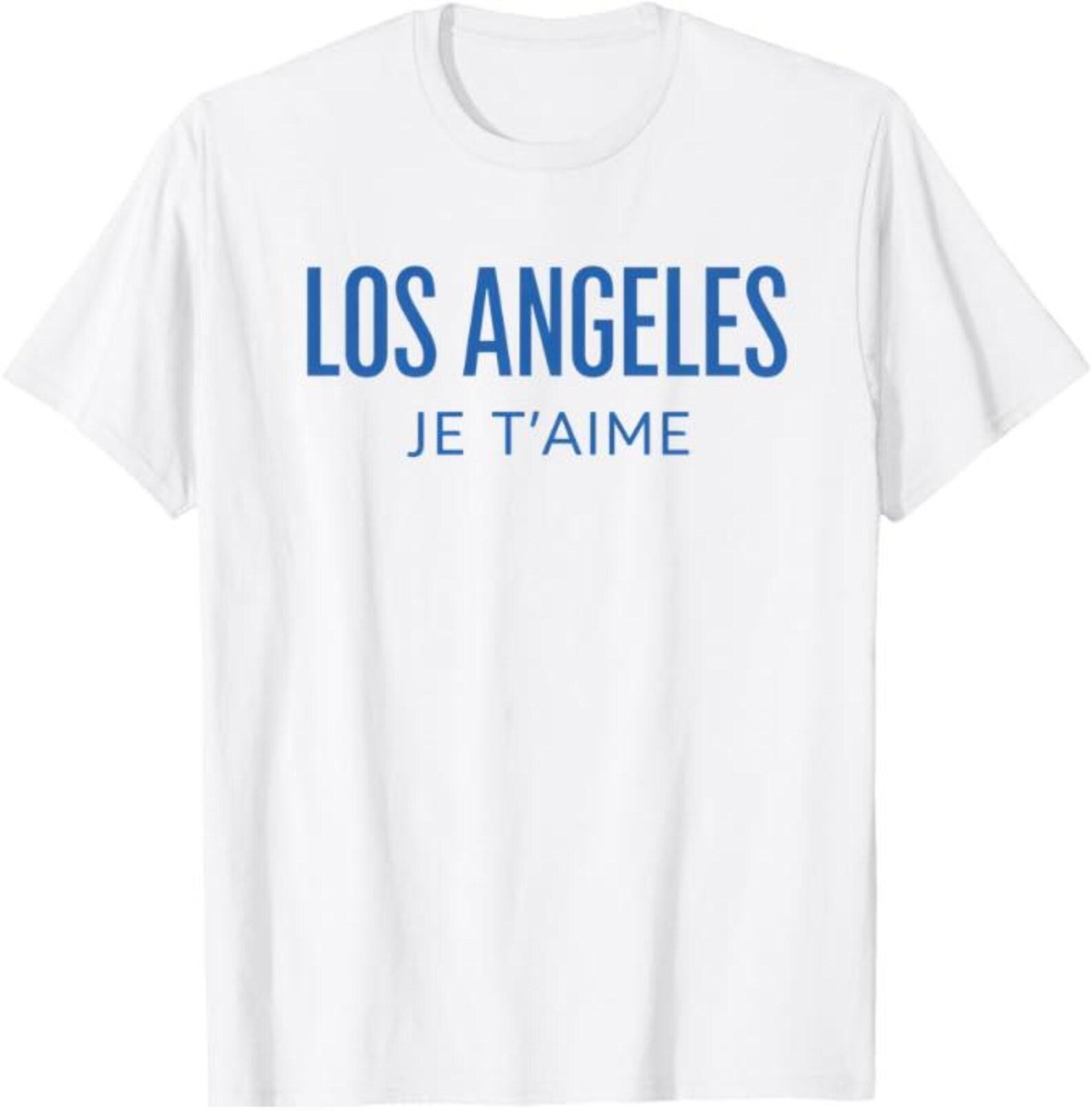Los Angeles Je T’aime T-Shirt, French LA Love City Gift, Parisian Style Los Angeles Graphic Tee L