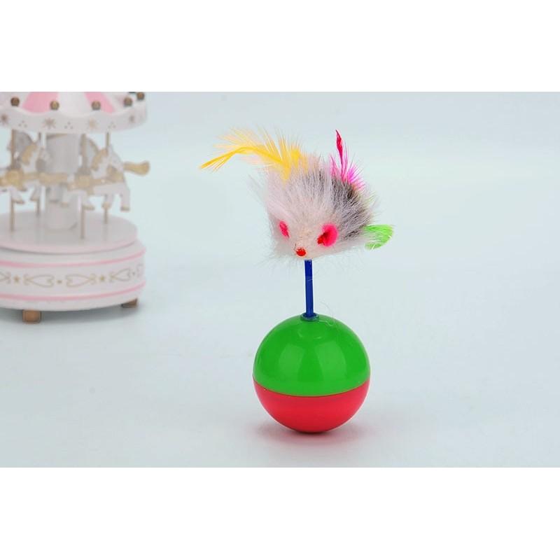

Fun And Interactive Cat Toy Colorful Feather Mouse Ball Plush Material 6cm Diameter